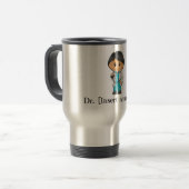 Personalized Cute Doctor, Brunette Male Travel Mug Reisbeker (Voorkant links)