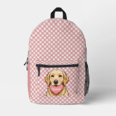 Personalized Cute Dog with Heart Plaid Pattern Bedrukte Rugzak (Voorkant)