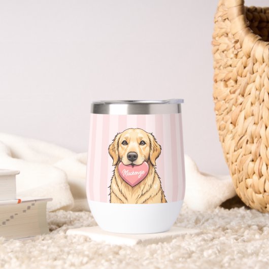 Personalized Cute Dog with Pink Heart (Woonkamer)