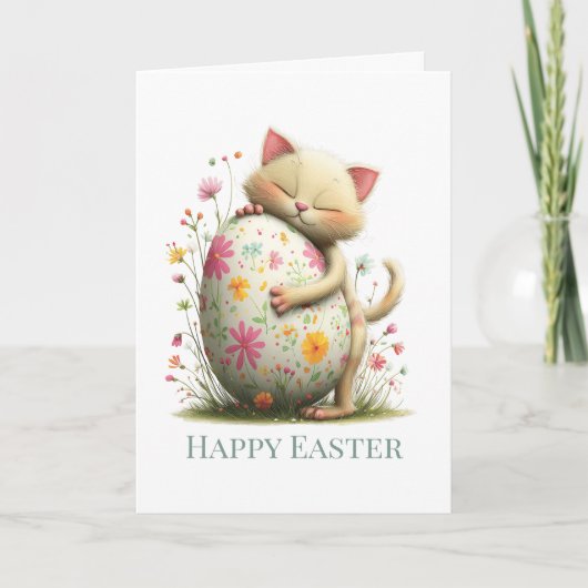 Personalized Cute Easter Kitten Folded Card Kaart (Voorkant)