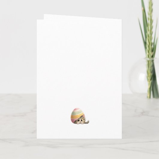 Personalized Cute Easter Kitten Folded Card Kaart (Achterkant)