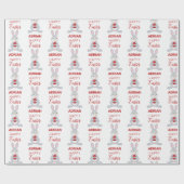 Personalized Cute Easter Rabbit Red Easter Egg Cadeaupapier (Vlak)