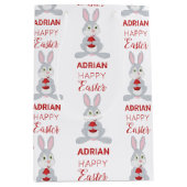 Personalized Cute Easter Rabbit Red Easter Egg  Medium Cadeauzakje (Voorkant)