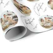 Personalized Cute Elegant Family Photo Christmas Cadeaupapier (Rol Hoek)