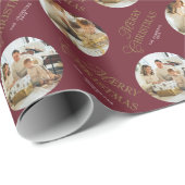 Personalized Cute Elegant Photo Red Christmas Cadeaupapier (Rol Hoek)