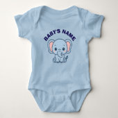 Personalized Cute Elephant Baby Bodysuit (Voorkant)