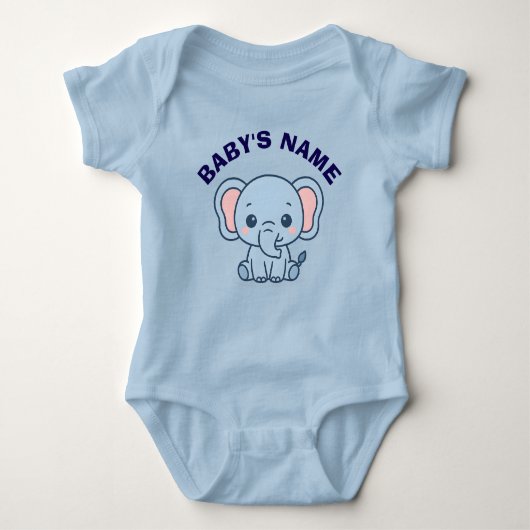 Personalized Cute Elephant Baby Bodysuit (Voorkant)