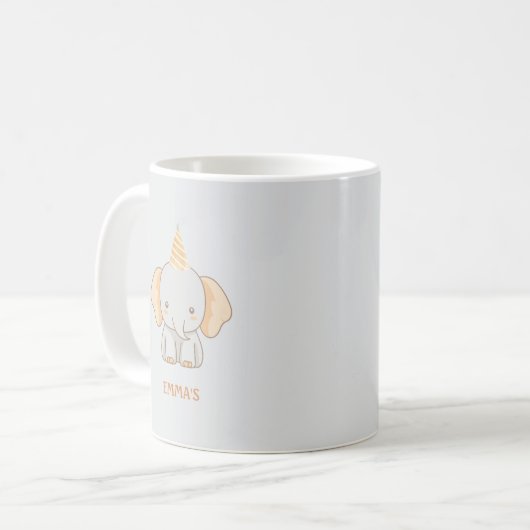 Personalized Cute Elephant Kids Name Koffiemok (Voorkant links)
