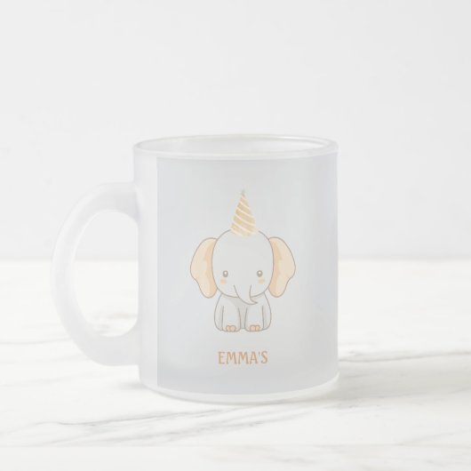 Personalized Cute Elephant Kids Name Matglas Koffiemok (Links)