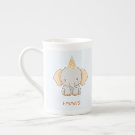 Personalized Cute Elephant Kids Name Porselein Kop