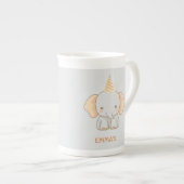 Personalized Cute Elephant Kids Name Porselein Kop (Voorkant rechts)