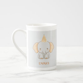 Personalized Cute Elephant Kids Name Porselein Kop