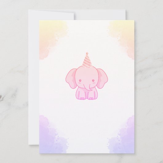 Personalized Cute Elephant Pink Baby Shower Kaart (Achterkant)