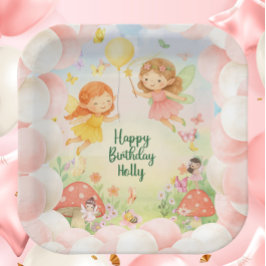Personalized Cute Fairy Birthday Paper Plate Papieren Bordje