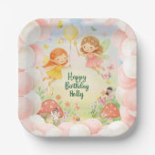 Personalized Cute Fairy Birthday Paper Plate Papieren Bordje (Voorkant)
