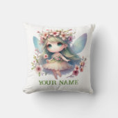 Personalized Cute Fairy & Floral Wreath Pillow Kussen (Voorkant)