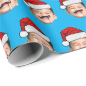 Personalized Cute Family Face Santa Hat Photo Xmas Cadeaupapier (Rol Hoek)