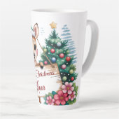 Personalized Cute Fawn Deer Merry Christmas Latte Mok (Rechterhoek)