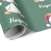 Personalized Cute Festive Christmas Goose Duck Cadeaupapier (Rol Hoek)