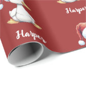 Personalized Cute Festive Christmas Goose Duck Cadeaupapier (Rol Hoek)