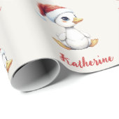 Personalized Cute Festive Christmas Goose Duck  Cadeaupapier (Rol Hoek)