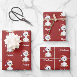 Personalized Cute Festive Christmas Goose Duck Inpakpapier Vel