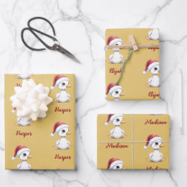 Personalized Cute Festive Christmas Goose Duck Inpakpapier Vel