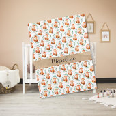 Personalized Cute Fox baby blanket keepsake Fleece Deken
