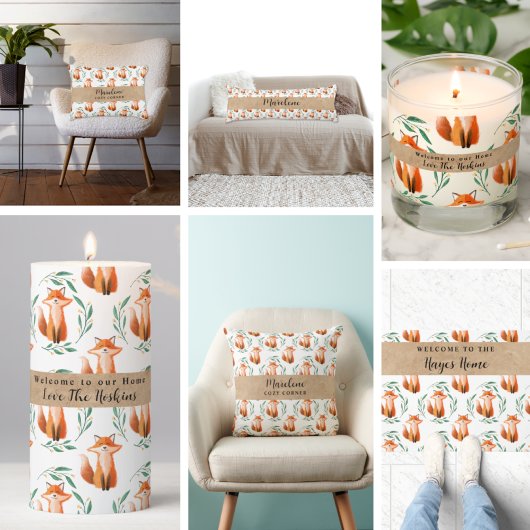 Personalized Cute Fox woodland kitchen  Theedoek