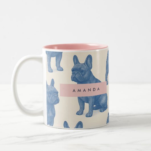 Personalized Cute French Bulldog Tweekleurige Koffiemok (Links)