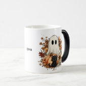 Personalized Cute Ghost and Black Cat Autumn Mug Magische Mok (Voorkant rechts)