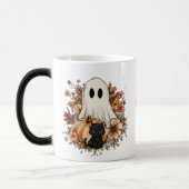 Personalized Cute Ghost and Black Cat Autumn Mug Magische Mok (Links)