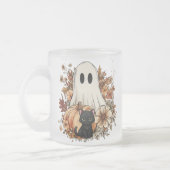 Personalized Cute Ghost and Black Cat Autumn Mug Matglas Koffiemok (Links)