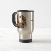 Personalized Cute Ghost and Black Cat Autumn Mug Reisbeker (Voorkant links)