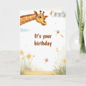 Personalized Cute Giraffe Birthday Card Kaart (Voorkant)