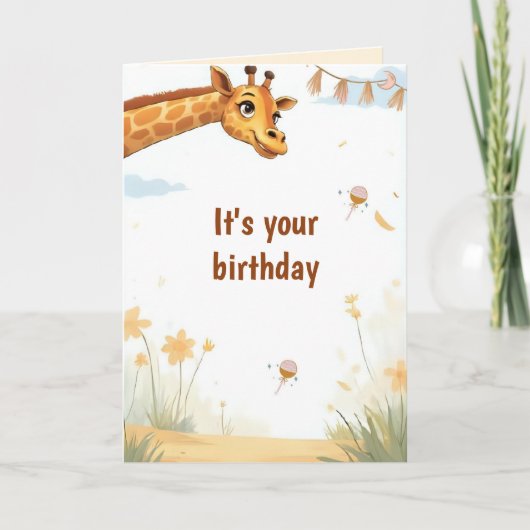 Personalized Cute Giraffe Birthday Card Kaart (Voorkant)