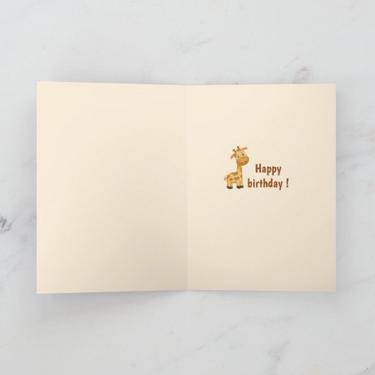 Personalized Cute Giraffe Birthday Card Kaart (Binnen)