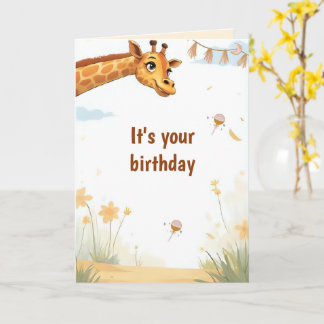 Personalized Cute Giraffe Birthday Card Kaart