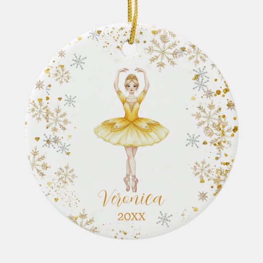 Personalized Cute Girl Ballet Nutcracker Birthday Keramisch Ornament (Voorkant)