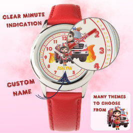 Personalized Cute Girl Firefighter Girls Learning Horloge