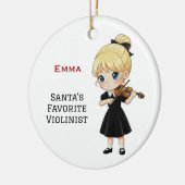 Personalized Cute Girl Playing Violin Keramisch Ornament (Links)