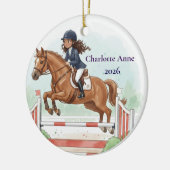 Personalized Cute Girls Horse Show Jumping Keramisch Ornament (Links)