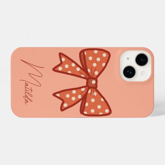 Personalized Cute girly gingham bow ribbon iPhone Hoesje (Achterkant horizontaal)