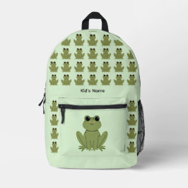 Personalized Cute Green Frog Pattern Name Bedrukte Rugzak