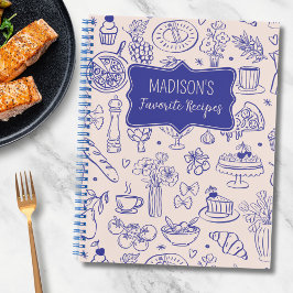 Personalized Cute Hand Drawn Food Flower Recipe Notitieboek