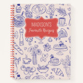 Personalized Cute Hand Drawn Food Flower Recipe Notitieboek (Voorkant)