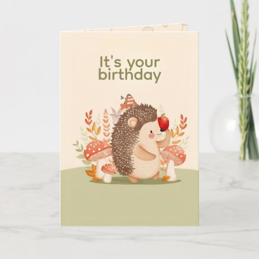 Personalized Cute Hedgehog Birthday Card Kaart (Voorkant)