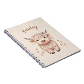 Personalized Cute Highland Cow Notebook Notitieboek (Rechterzijde)