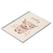 Personalized Cute Highland Cow Notebook Notitieboek (Linkerzijde)