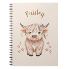 Personalized Cute Highland Cow Notebook Notitieboek